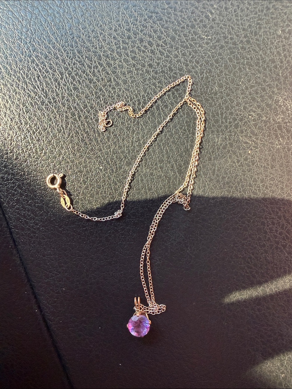Delicate silver Necklace with Purple Pendant